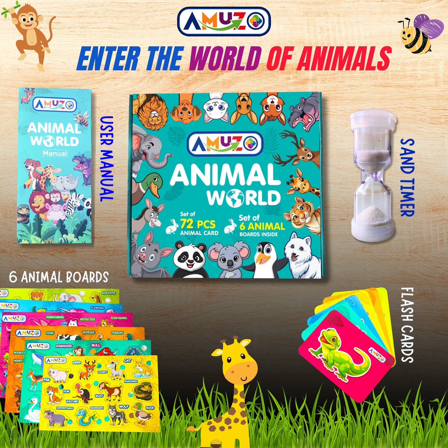 Animal World – Learn 72 animals | Puzzle, flash cards and timer