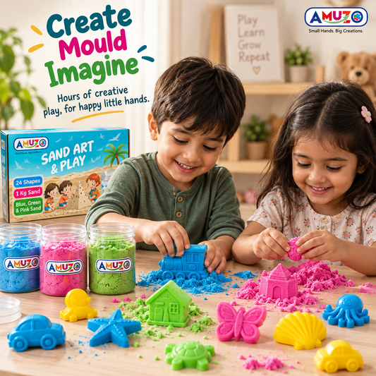 Sand Art and Play – 3 Colors kinetic sand | 24 shapes | 1kg kinetic sand
