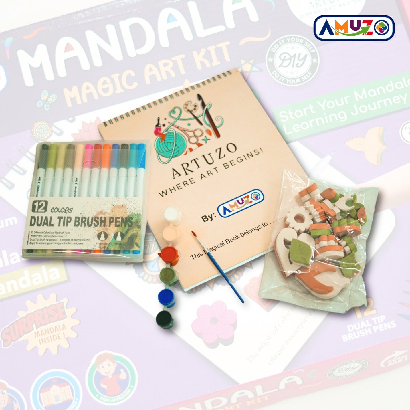 Mandala Magic Art Kit – DIY Craft Set with Brush Pens & Stamps