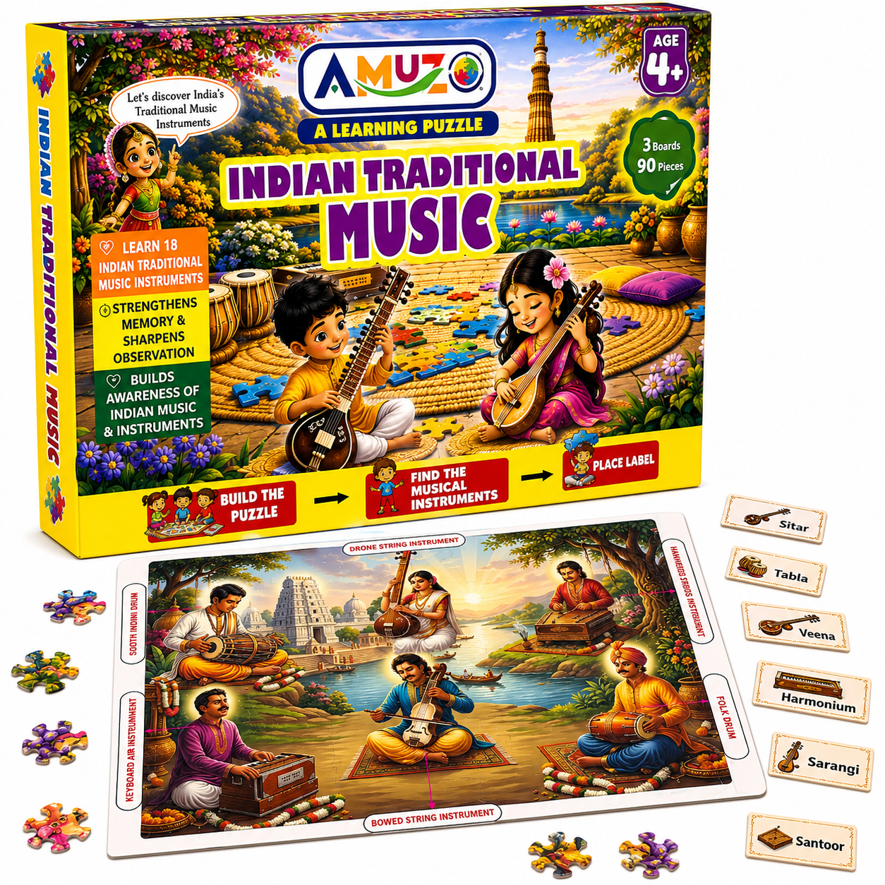 Amuzo Indian Traditional Music Learning Puzzle