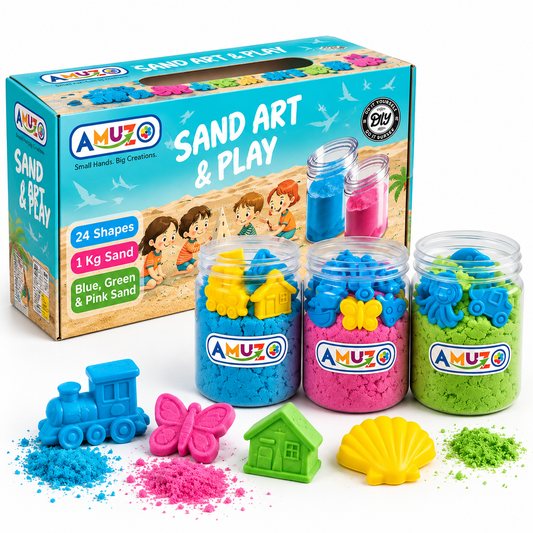 Sand Art and Play – 3 Colors kinetic sand | 24 shapes | 1kg kinetic sand