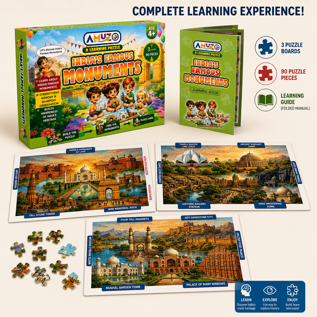 Amuzo India's Famous Monuments Learning Puzzle