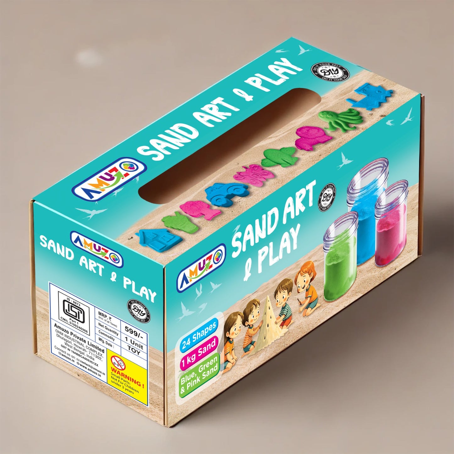 Sand Art and Play – 3 Colors kinetic sand | 24 shapes | 1kg kinetic sand