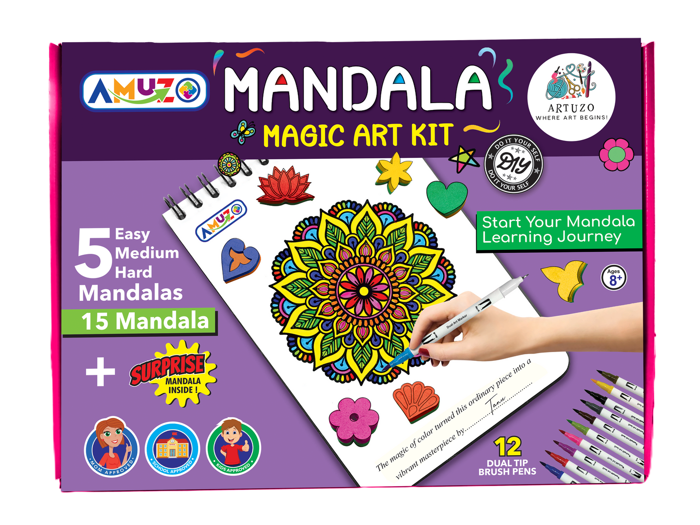 Mandala Magic Art Kit – DIY Craft Set with Brush Pens & Stamps
